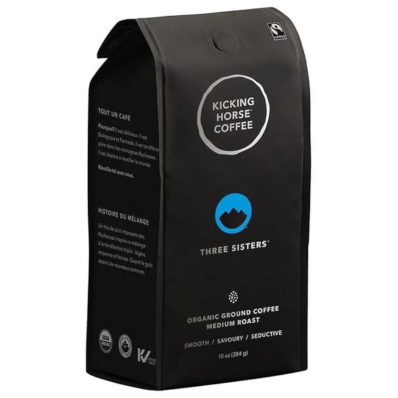 Kicking Horse Coffee Three Sisters Ground Organic Medium Roast - 10 oz Pack of 4