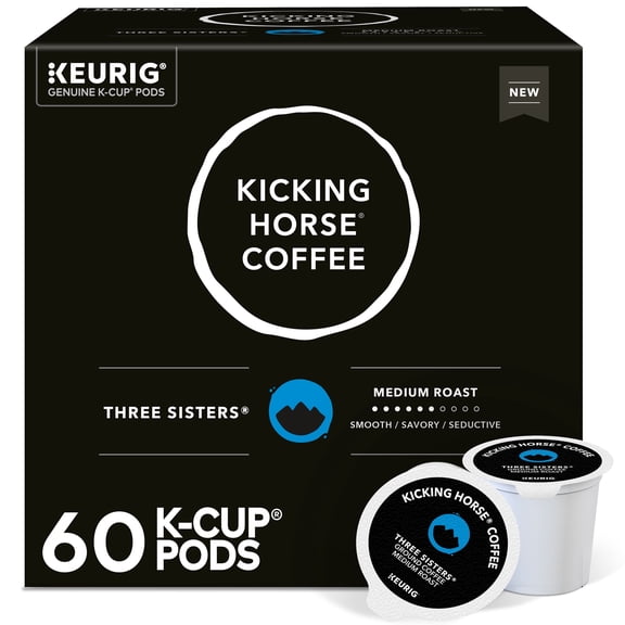 Kicking Horse Coffee, Three Sisters, Single Serve Keurig K-Cup Pods, Medium Roast Coffee, 60-Count Box