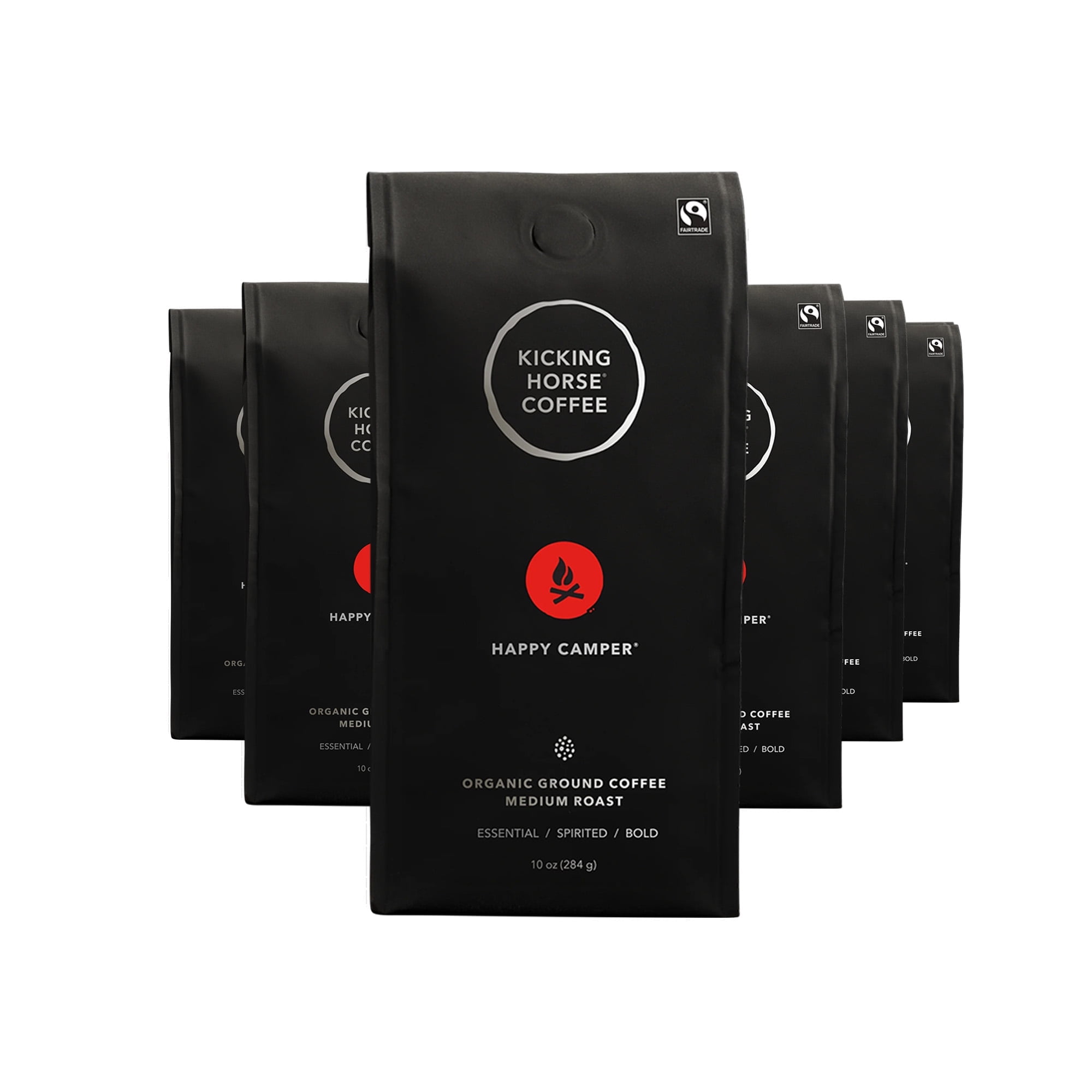 Kicking Horse Happy Camper Ground Coffee, Medium Roast, 10 oz, Pack of 6