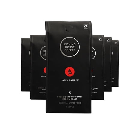 Kicking Horse Happy Camper Whole Bean Coffee, Medium Roast, 10 oz bag (Pack of 6)