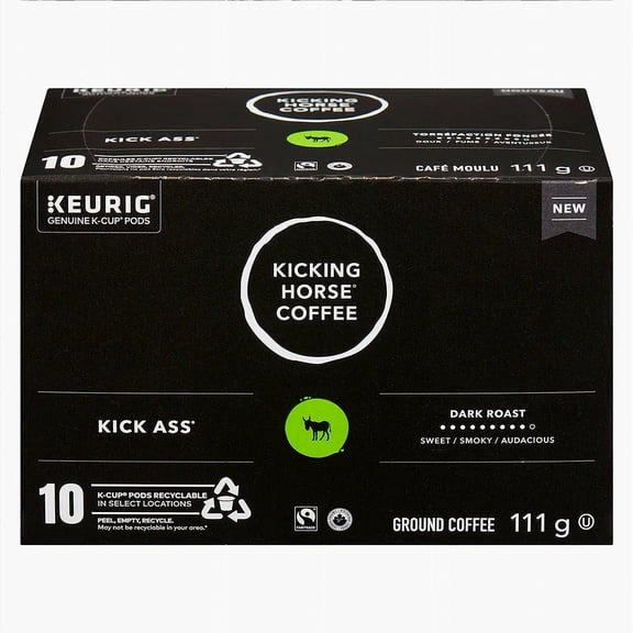 Kicking Horse Kick Ass, Dark Roast K-Cup Coffee, 10-Pack 111g (3.9oz)
