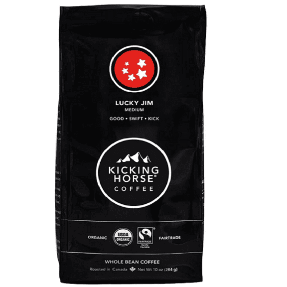 Kicking Horse Coffee, Lucky Jim, Medium Roast, Whole Bean, 10 oz Bag (Pack of 6)