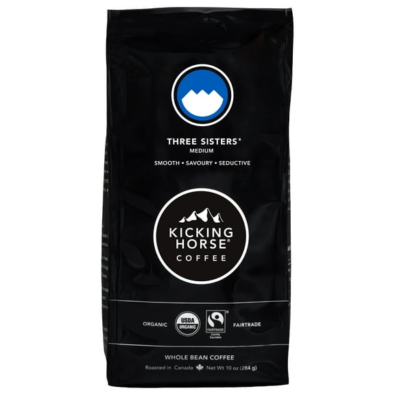 Kicking Horse Medium Roast Whole Bean Coffee, Three Sisters, 10 Oz, 1 Ct