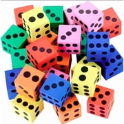 Kicko Assorted Colorful Big Colorful Foam Dice Set, 24 Pack