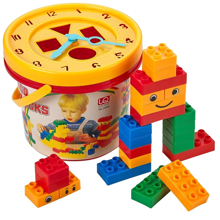 Kicko Building Block Bucket 33 pc building blocks w/ clock 