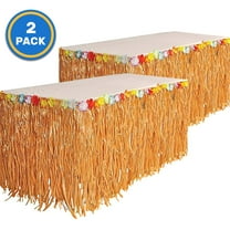 Kicko Luau Hawaiian Grass Table Skirt - 2 Pack - 9 Feet X 29 Inch - Real Hawaiian Island