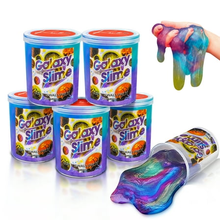 Kicko Marbled Unicorn Color Slime - 6 Pack Multicolor Galaxy Slime Kit for Sensory Play, Stress Relief, and Education