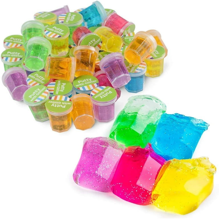 Mini Glitter Slime Containers - Bulk Party Favors - Putty