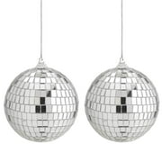 Kicko Mirror Disco Balls Hanging Ornament, Silver, 2 Count