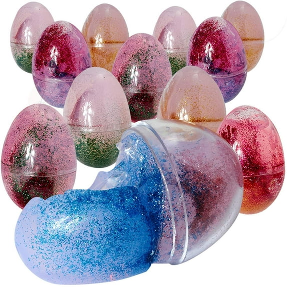 Kicko Multi-Colored Slime in Egg-Shaped Containers - 12 Pack, Two-Tone Putty Easter Egg