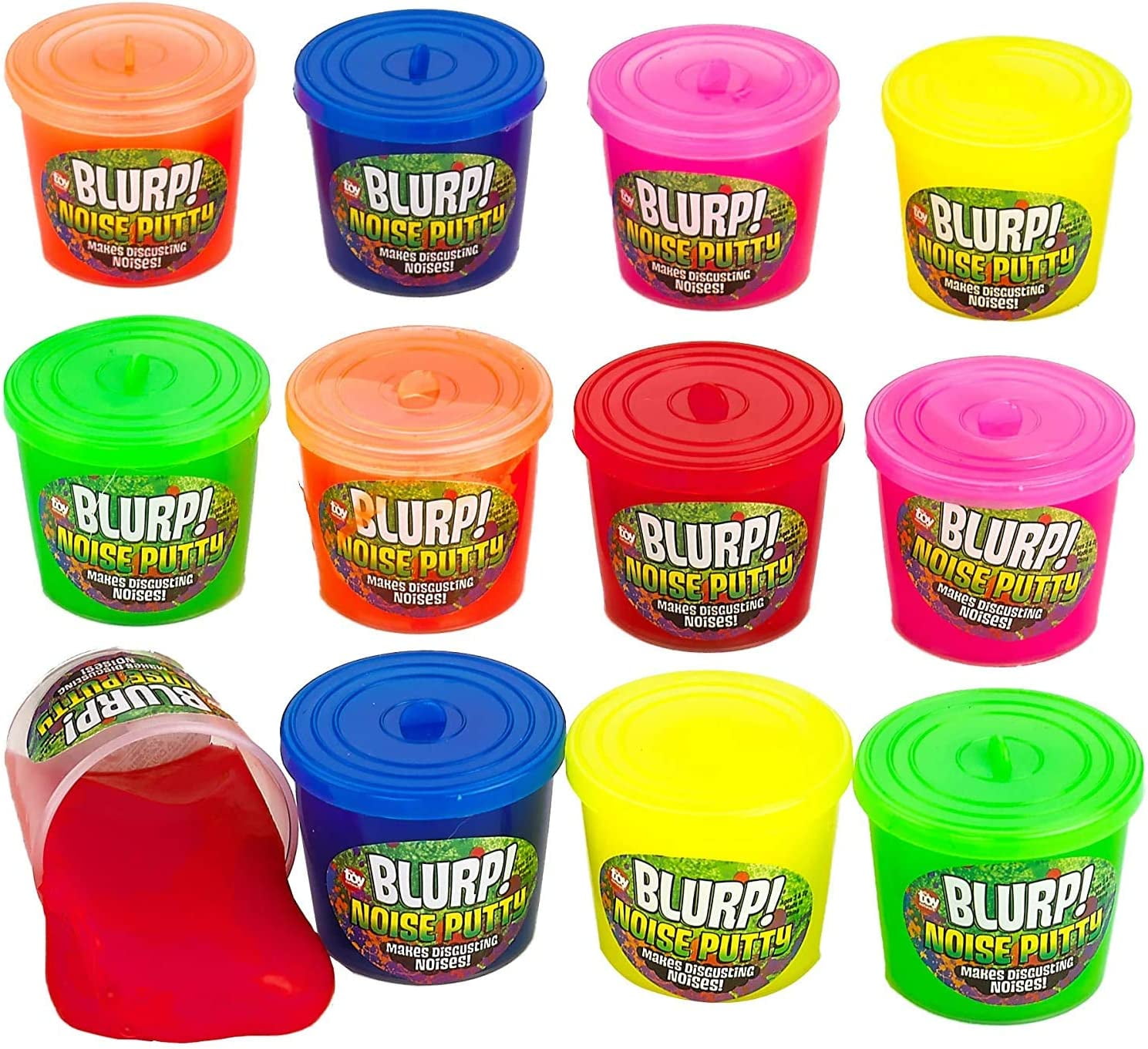 KIDSCO Kicko Noise Putty Slimes - 12 Pack Gas Sound Slimes - 1.5 Inches Assorted Colors
