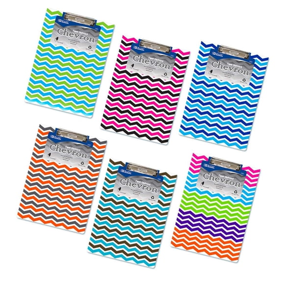 Kicko Patterned Paper Clipboard - Set of 6 Standard Size Paperboard in Colorful Stripe