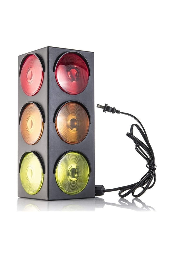 Kicko Traffic Light Lamp - Plug-in, Blinking Triple Sided, 12.25 Inch - for Kids Bedrooms, Decorations, Parties, Celebrations, Props, and