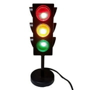 Kicko 11-Inch Traffic Lights Lamp with Base - 4-Mode Color Changing Stop Light Lamp for Kids’ Bedroom, Party Decoration or Playroom - Battery or USB Powered Mini Lighting - Ideal Traffic Light Decor