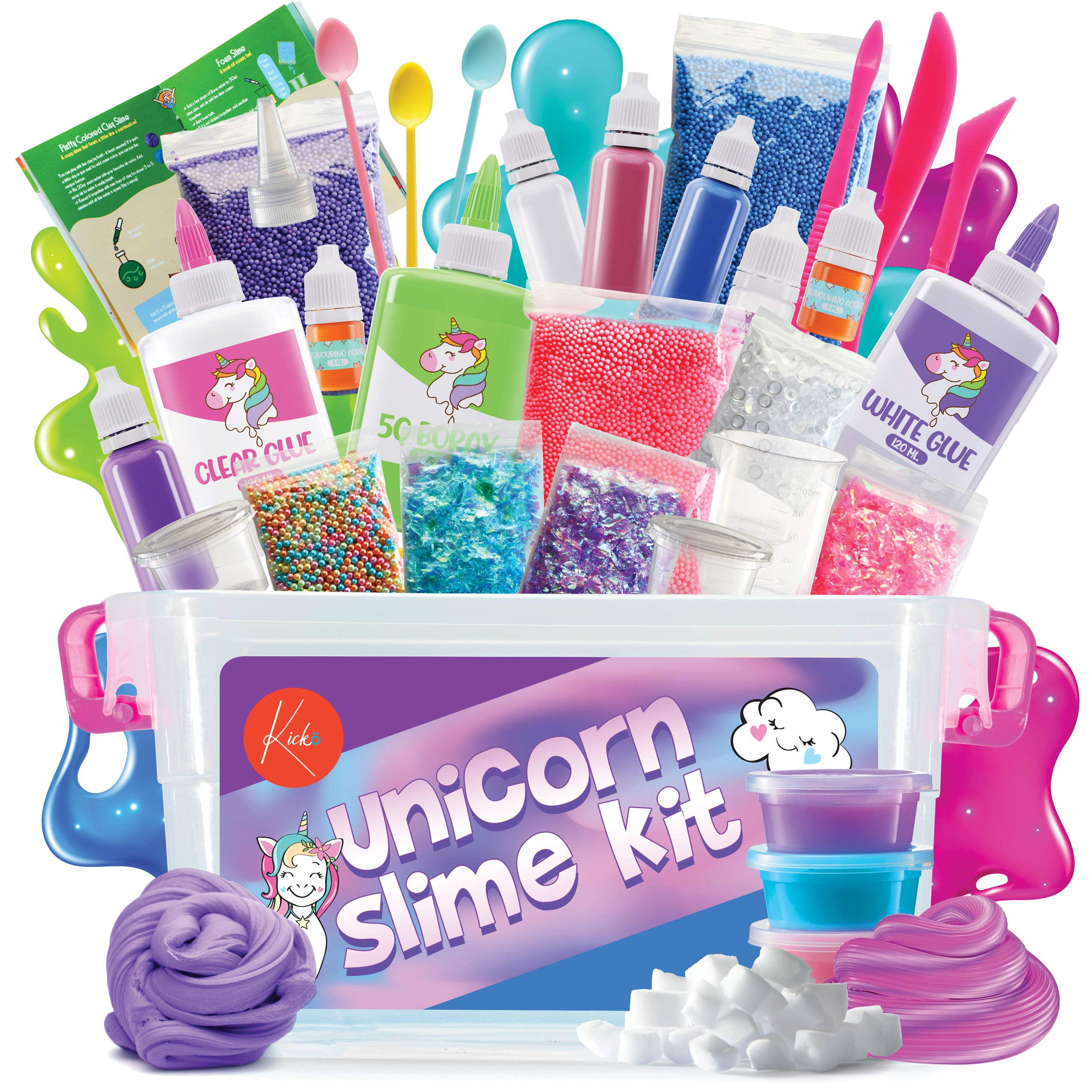 126 Pcs DIY Slime Making Kit for Girls Boys - Birthday Idea for Kids Age  5+. Ultimate Slime Supplies Include 28 Crystal Slime, 2 Glow in The Dark