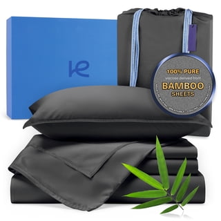Kickoff Viscose Bamboo Sheets California King Size 4-pc 100% Organic Bamboo Viscose Bed Cooling Sheets Cal King Set Cool Bedding for hot sleepers sheet, Flat, Fitted, Pillowcases (Pewter, CK)