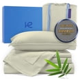 thumbnail image 1 of Kickoff Viscose Bamboo Sheets Queen Size 4-pc 100% Organic Bamboo Viscose Bed Cooling Sheets Queen Size Set Cool Bedding for hot sleepers sheet, Flat, Fitted, Pillowcases (Soft Sage, Q), 1 of 9
