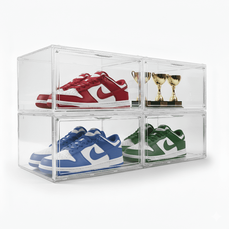 4個セット CI / P-SNEAKER STORAGE Kicks & Co XL Shoe Storage Clear Plastic Stackable Shoe Box with
