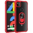 thumbnail image 1 of Kickstand Case for Google Pixel 4a (2020) Case,Drop Protection Clear Case,Slim Phone Cover Shell,Soft Bumper + Hard Back + Ring Stand Fits Magnetic Car Mount Case for Google Pixel 4a,Red, 1 of 7