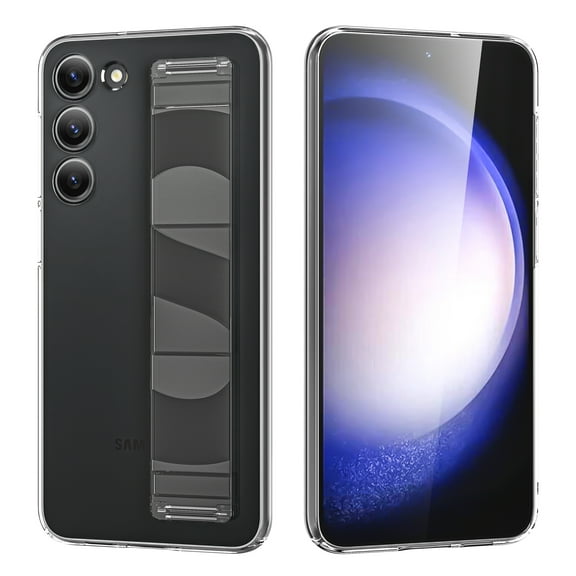 Kickstand Case for Samsung Galaxy S25 Plus Silicone Grip Cover,Full Body Protective Phone Case with Wristband Strap Handheld Design PC Shockproof Stand Case for Samsung Galaxy S25 Plus,Gray