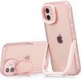thumbnail image 1 of Kickstand Case for iPhone 11 6.1 inch, 2 Stand Modes Built-in Camera Ring Stand Clear Soft Slim Back Cover with Invisible Stand Anti-Scratch Durable Shockproof Protective Bumper Case - Pink, 1 of 7