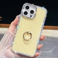 thumbnail image 1 of Kickstand Case for iPhone 13, Glitter Diamond Sparkling Slim Protective Cover with Stand & Finger Ring, Shiny Rhinestone Lightweight Fashionable Chic Case for iPhone 13, Light Yellow, 1 of 10