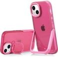 thumbnail image 1 of Kickstand Case for iPhone 14 Plus, 2 Stand Modes Built-in Camera Ring Stand Clear Soft Slim Back Cover with Invisible Stand Anti-Scratch Durable Shockproof Protective Bumper Case - Red, 1 of 11