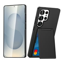 Kickstand Phone Case for Samsung Galaxy S24 Plus Case, Luxury Ultra Slim Shockproof with Card Holder Cases Hybrid PC TPU Anti Drop Protective Lightweight Phone Cover for Galaxy S24 Plus, Black