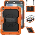 thumbnail image 1 of Kickstand Shockproof Kid Case for iPad Mini 6th Generation 2021 Mini 4 5 Pencil Holder Cover+PET Screen Protector+Shoulder Strap (Orange,For ipad Air 3 10.5inch), 1 of 7