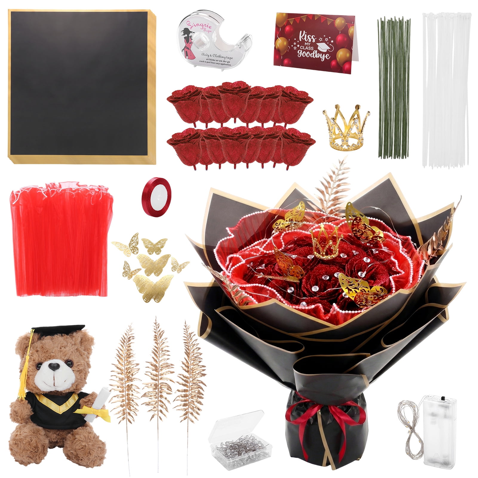 Kicpot 2026 Graduation Gifts for  Money Bouquet Kit DIY Flower Bouquet Kit Class of 2026 DIY Money Gift Ideas for Middle High School College