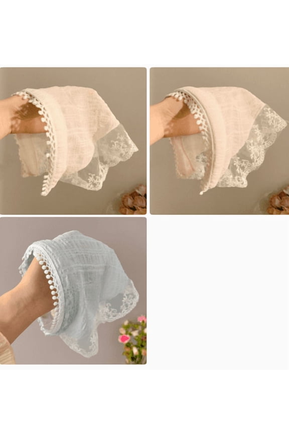 3 Pack Vintage Lace Triangle Head Scarf Headbands for Women, Romantic Lace Trim Hair Wraps, Cute Cottagecore Hair Accessories for Daily Wear