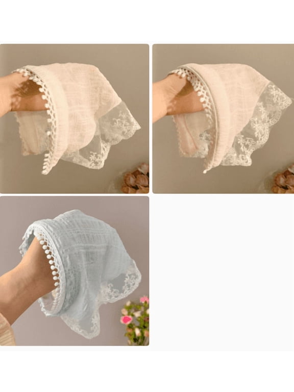 3 Pack Vintage Lace Triangle Head Scarf Headbands for Women, Romantic Lace Trim Hair Wraps, Cute Cottagecore Hair Accessories for Daily Wear