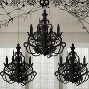 Kicpot 3 Pcs Halloween Haunted House Hanging Decoration 13.8*12.6inch Chandelier Decoration Gothic Spooky Paper Ceiling Ornaments