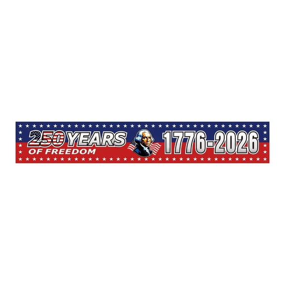 Kicpot Happy 4th of July Banner (118.1x19.7 Inches), Independence Day Banner for Outdoor Use, Memorial Day Patriotic Decorations for Yard and Garden