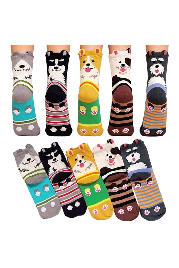 5-Pack Cartoon Socks For Women, 3D Animal Socks, Dog Cat Socks, Animal Gifts for Women Dog and Cat Lovers