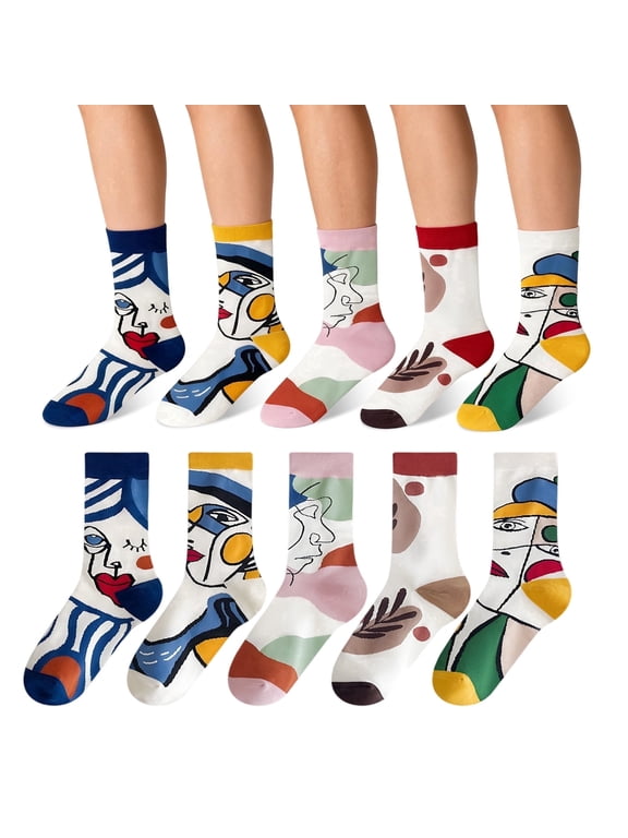 5-Pack Abstraced Socks Athletic Sock Moisture Wicking Crew Socks Fun and Creative Socks Unisex