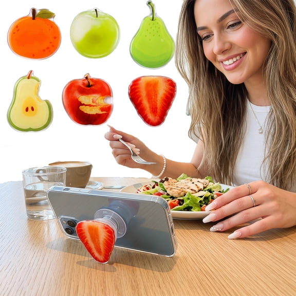 Kicpot 6-Pack Phone Stands for Cell Hones Cute 3D Fruit Design Phone Grip, Cell Phone Holder for Desk