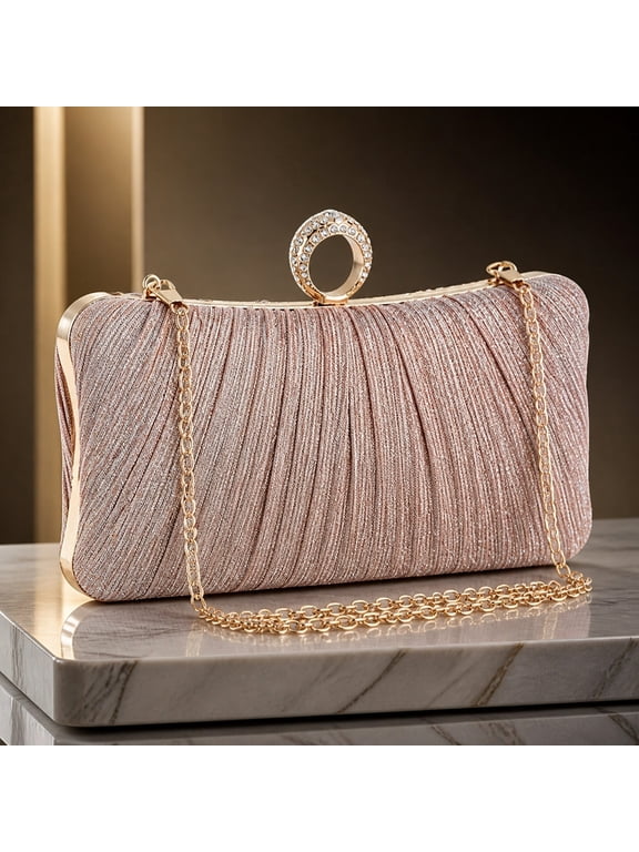 Clutch Purse for Women, Evening Bag with Removable Chain Strap Elegant Handbag for Wedding Prom Cocktail Party