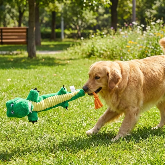 Kicpot Dog Rope Toy - Interactive Cute Dinosaur Squeaky Plush Toys, Teeth Cleaning for Small Medium and Large Dogs, Durable Puppy Tug of War Chew Toy for Training and Play