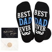Kicpot Fathers Day Gifts From Daughter Wife Son Kids, Best Dad Ever Socks with Greeting Card, Funny Novelty Socks, Unique Presents for Men