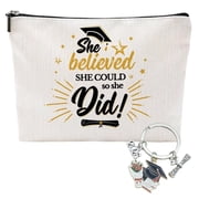 Kicpot Graduation Gifts for Her 2026, Graduation Makeup Bag, Graduation Gifts Inspirational Congratulations Gift for Women Master PHD Senior Students Friend Sister, Graduate Cosmetic Bag and Keyring