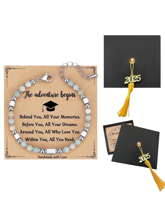 Graduation Gifts for Her/Him 2026 Natural Stone Grad Bracelet Women/Men, Class of 2026 College High School Graduation Retirement Gifts
