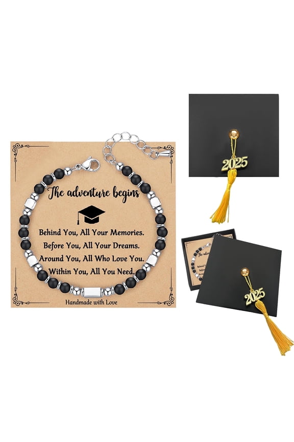 Graduation Gifts for Her/Him 2026 Natural Stone Grad Bracelet Women/Men, Class of 2026 College High School Graduation Retirement Gifts
