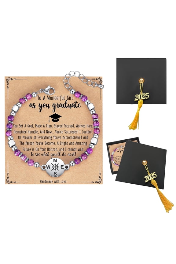 Graduation Gifts for Her/Him 2026 Natural Stone Grad Bracelet Women/Men, Class of 2026 College High School Graduation Retirement Gifts