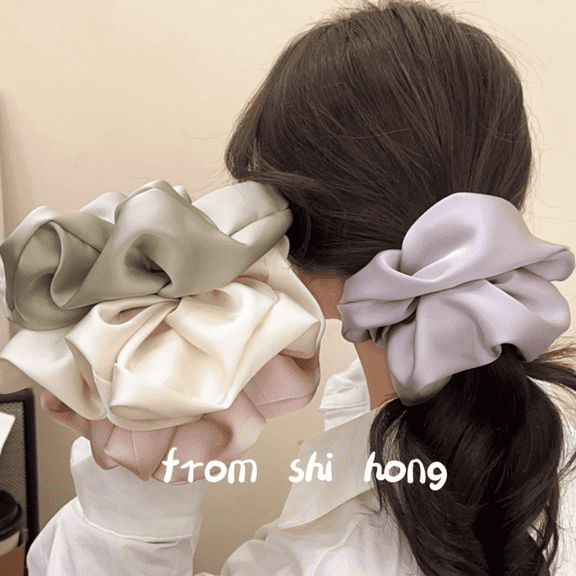 Kicpot Oversized Satin Scrunchies for Women, 6.69 Inch Extra Large Hair Scrunchies, Big Hair Ties for Thick Curly Hair, Hair Accessories for Ponytail