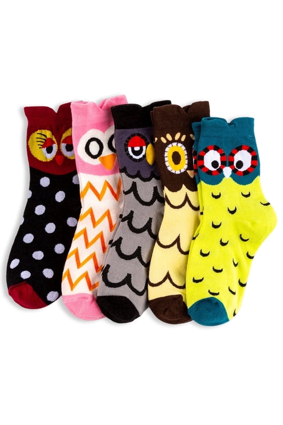 5 Pack Athletic Sock Women's Casual Comfortable Crew Socks Cute Animal Design  Women's Owl Socks Cute Animal Socks Owl Gifts Animal Gifts for Women