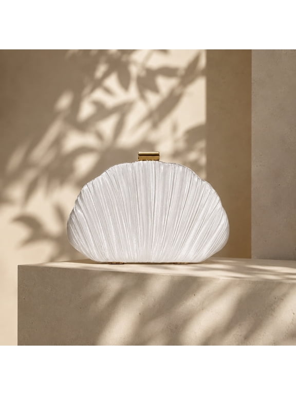 Women's Shell Shaped Clutch Purse Seashell Purse Evening Bag with Chain Strap