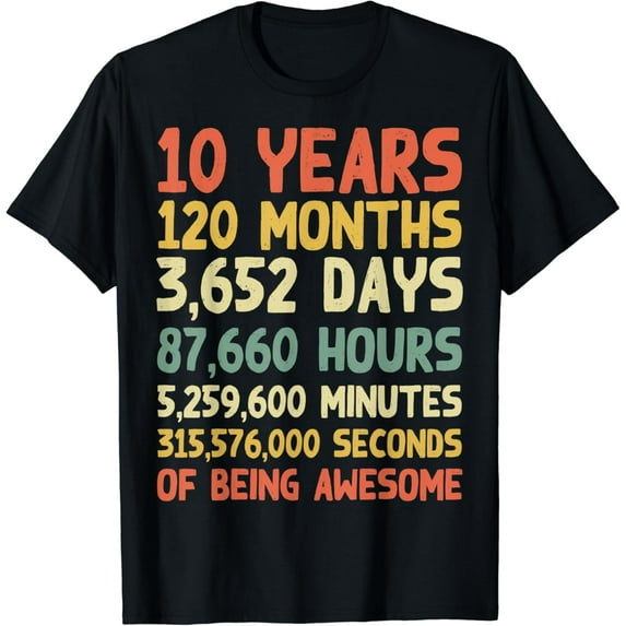 Kid 10 Years Old 10th Birthday Vintage Retro 120 Months Gift T-Shirt mens t shirt,black,women,funny,misfits,men,journey