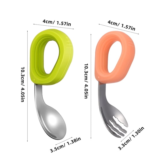 ELAYARD Toddler Spoon and Fork Set with Silicone and Stainless Steel for Home Training 1 Piece