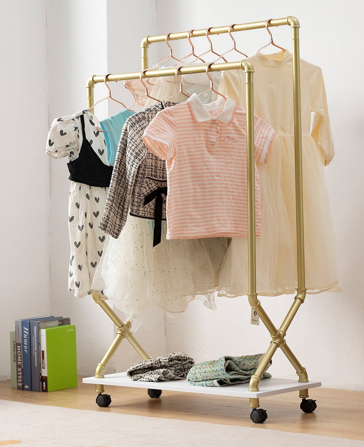 Kid Armoire Dress up Rack Industrial Child Garment Rack Kids Clothing Rack with Storage Shelf for Small Space Kid Pipe Clothes Rolling Wardrobe Costume Organizer Center Walmart